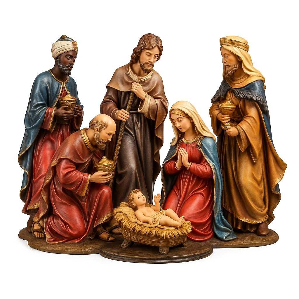 Enfeite de Natal com Presépio - Decoração Elegante e Religiosa para Mesa ou Árvore