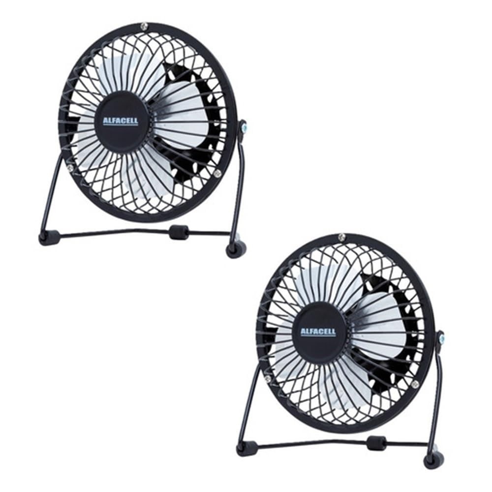 Kit 2x Mini Ventilador USB Mesa Potente e Silencioso - Design Compacto com Inclinação 360°