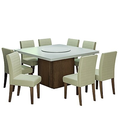 Mesa Amsterdã com Tampo Giratório e 8 Cadeiras Cedro – Elegância e Praticidade