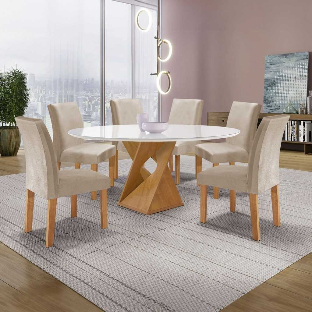 Mesa Barcelona 120cm + 6 Cadeiras: Elegância para sua Casa