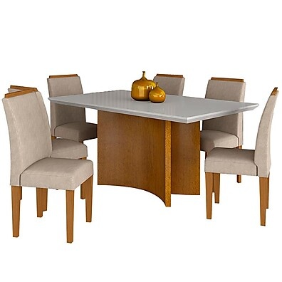 Mesa Belluno 1,60m com 6 Cadeiras: Elegância e Conforto