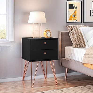 Mesa Cabeceira Retro Metal Bled 2 Gavetas Preto: Estilo e Praticidade