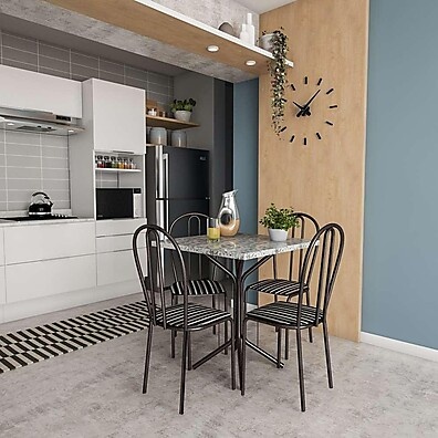 Mesa com 4 Cadeiras Tuany: Elegância Craqueada