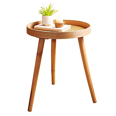 Mesa de Apoio Redonda Cazza Taipe – Elegância Rústica em Qualquer Espaço