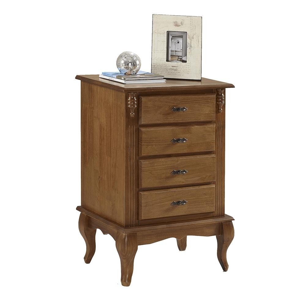 Mesa de Cabeceira Imbuia: 4 Gavetas e Elegância