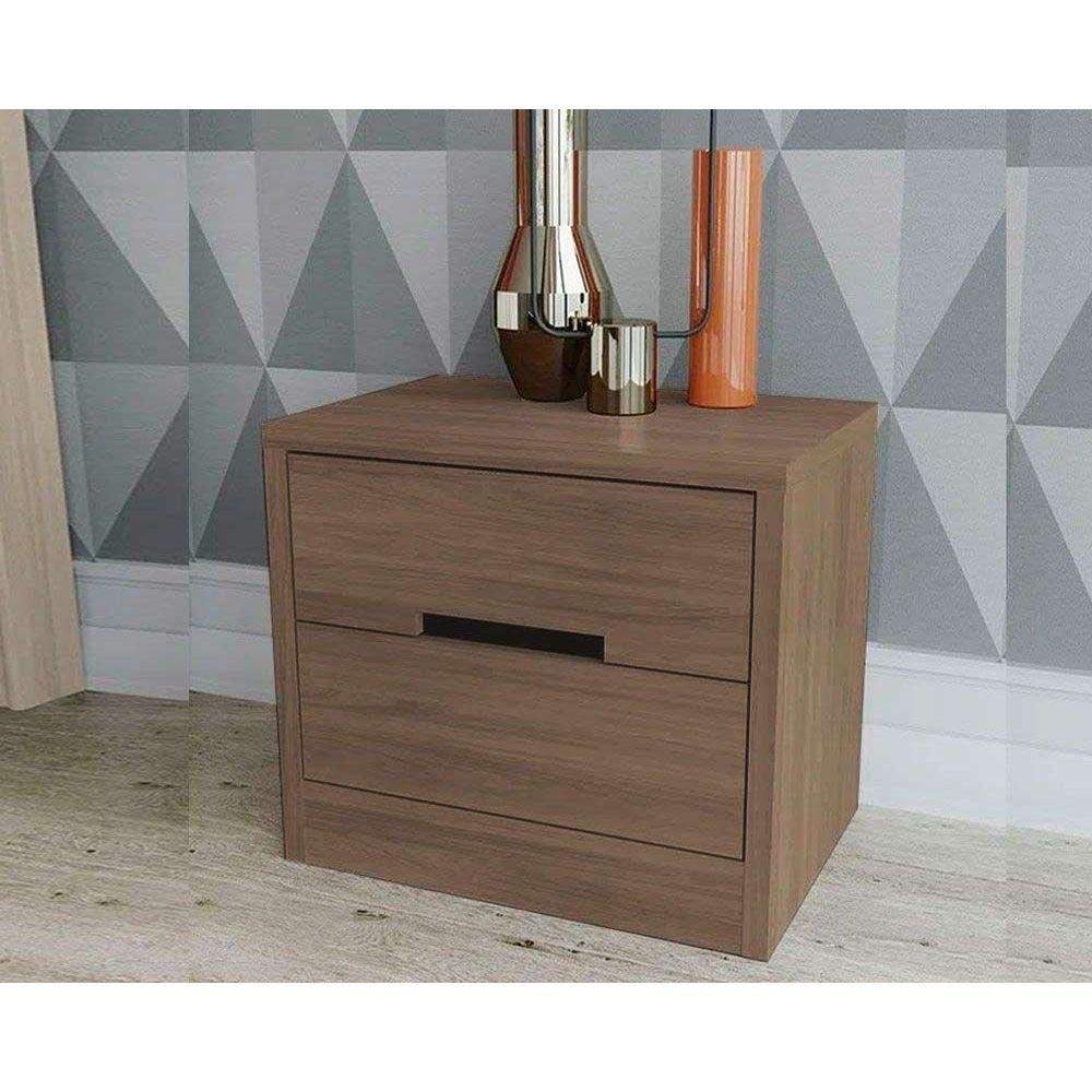 Mesa de Cabeceira Nogueira S822: 2 Gavetas!