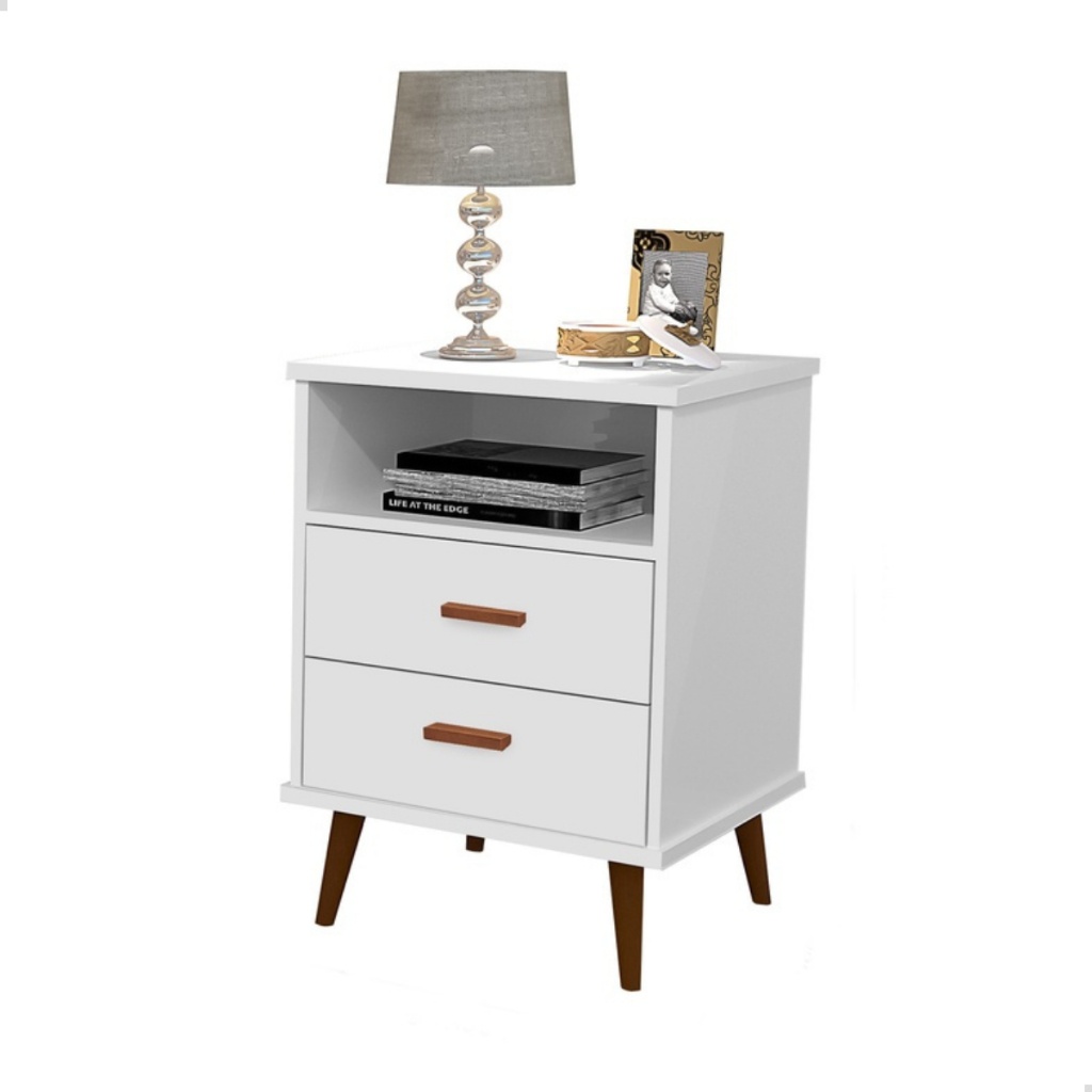 Mesa de Cabeceira Retro Paris 2 Gavetas – Design Estiloso e Funcional