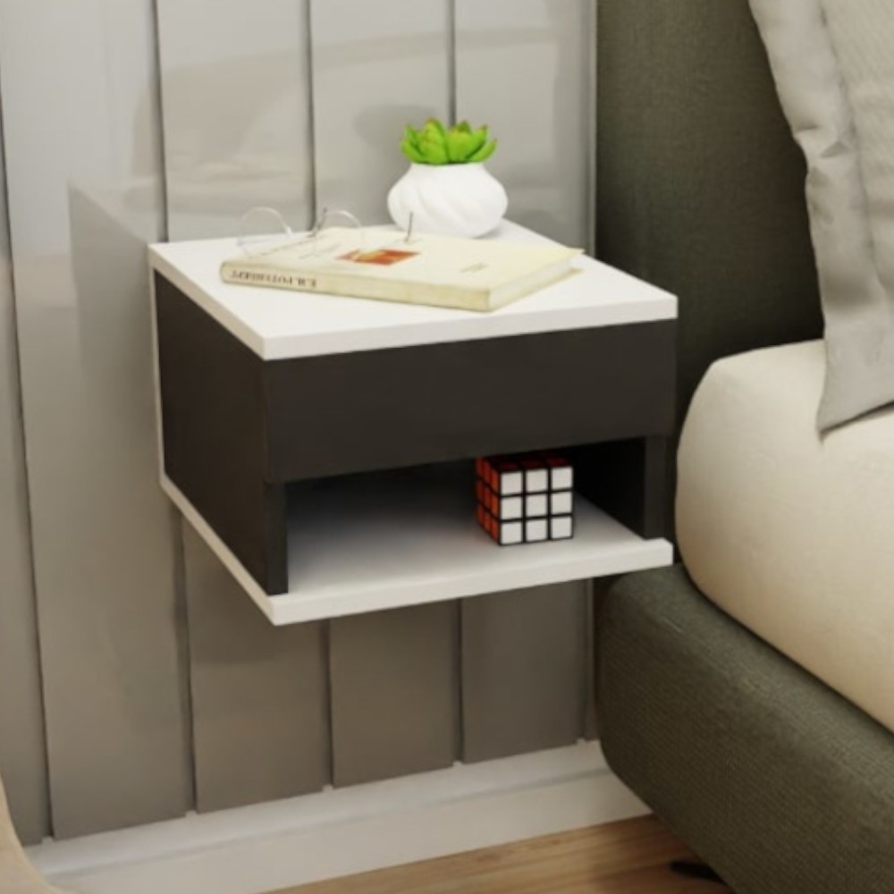 Mesa de Cabeceira Suspensa: Preto e Branco