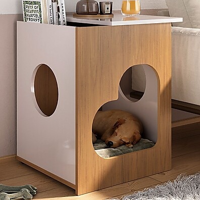 Mesa de Canto Pet Carvalho/Off White – Elegância em Pequenos Espaços