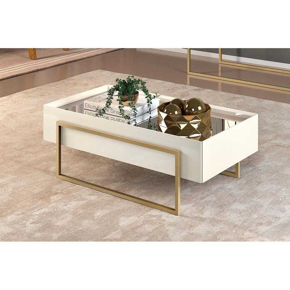 Mesa de Centro Pilar Off White: Elegância e Praticidade