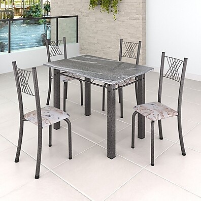 Mesa de Cozinha com 4 Cadeiras Botanic Bege