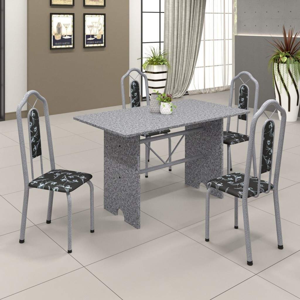 Mesa de Cozinha Granito 120cm + 4 Cadeiras Bianca