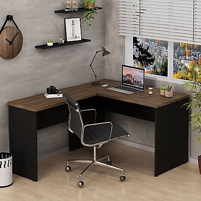 Mesa de Escritório em L 120x150cm Nogal: Design Moderno e 30mm