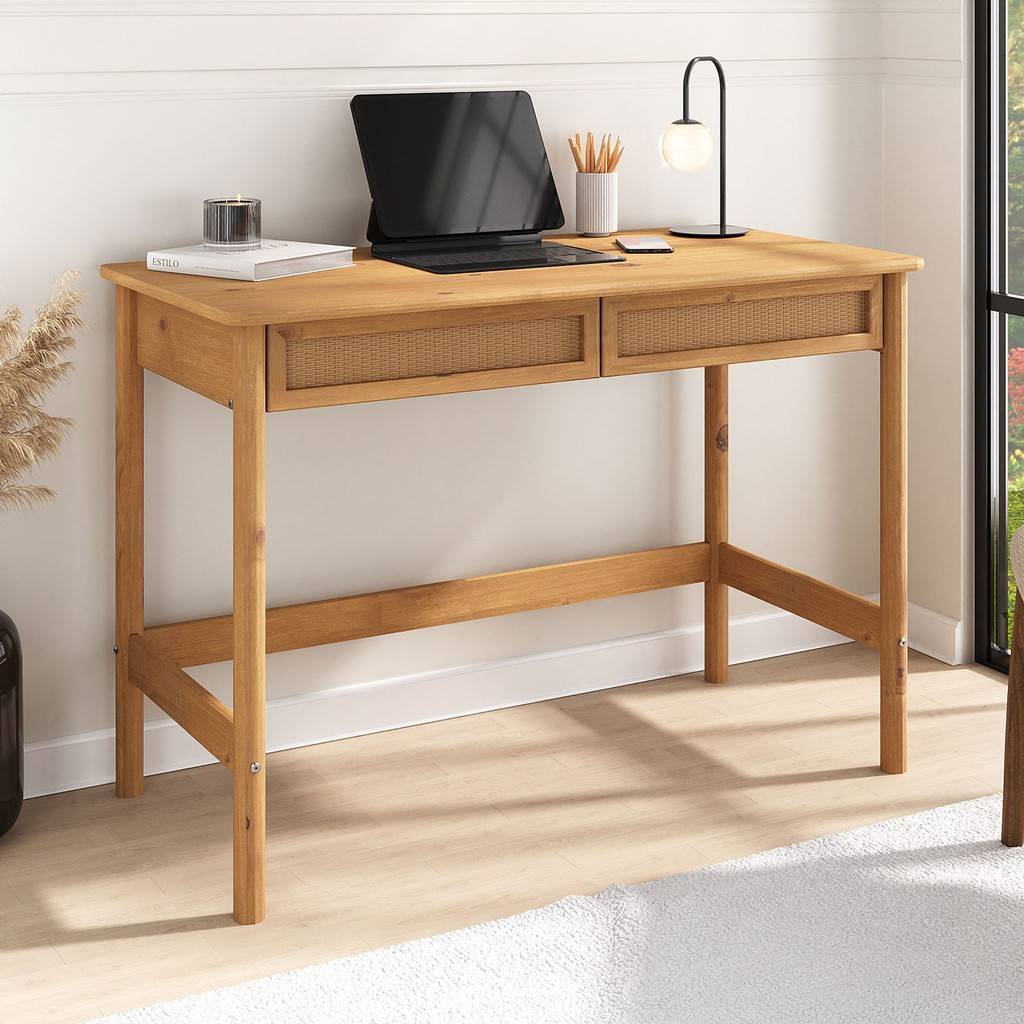 Mesa de Estudo Freijó Rattan: Minimalismo e Qualidade