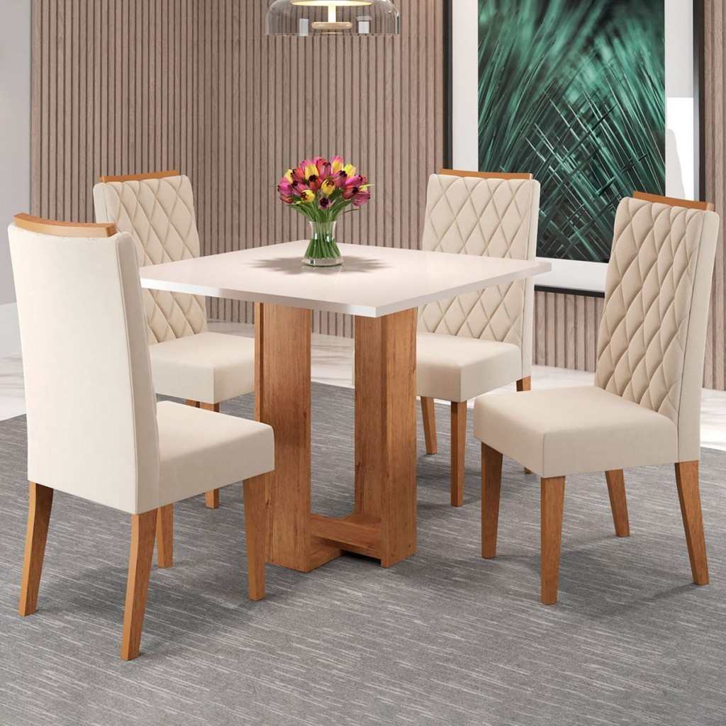 Mesa de Jantar 4 Lugares Charlotte: Elegância e Conforto para Sua Sala