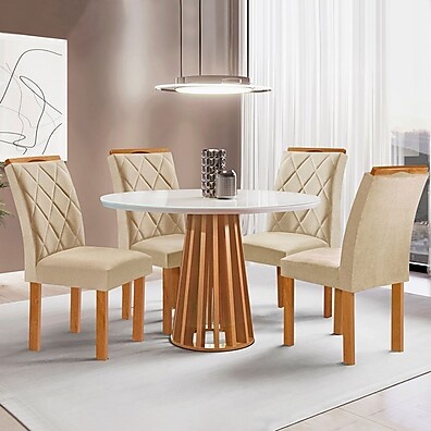 Mesa de Jantar 4 Lugares Kansas/Arthus com Vidro Cinamomo – Design Moderno e Prático