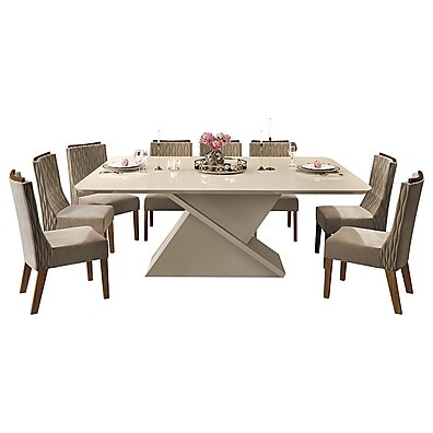 Mesa de Jantar 8 Cadeiras Veludo: Sofisticação!