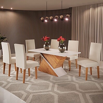 Mesa de Jantar Adele 6 Lugares: Elegância e Praticidade