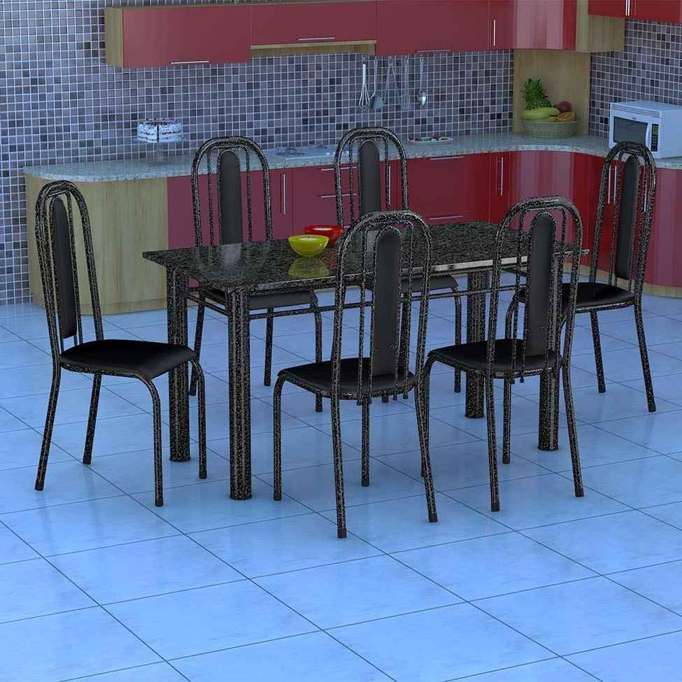 Mesa de Jantar com 6 Cadeiras Granada: Preto e Elegante