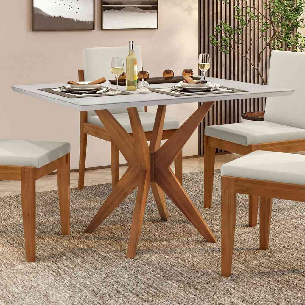 Mesa de Jantar Donna: 4 Lugares em Madeira Maciça