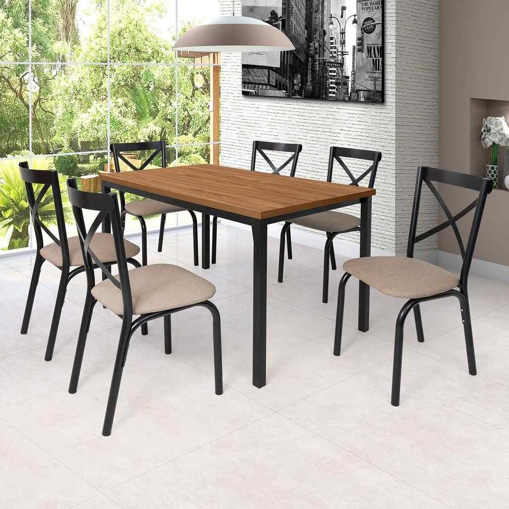Mesa de Jantar Karina Flex: 6 Cadeiras + Design!