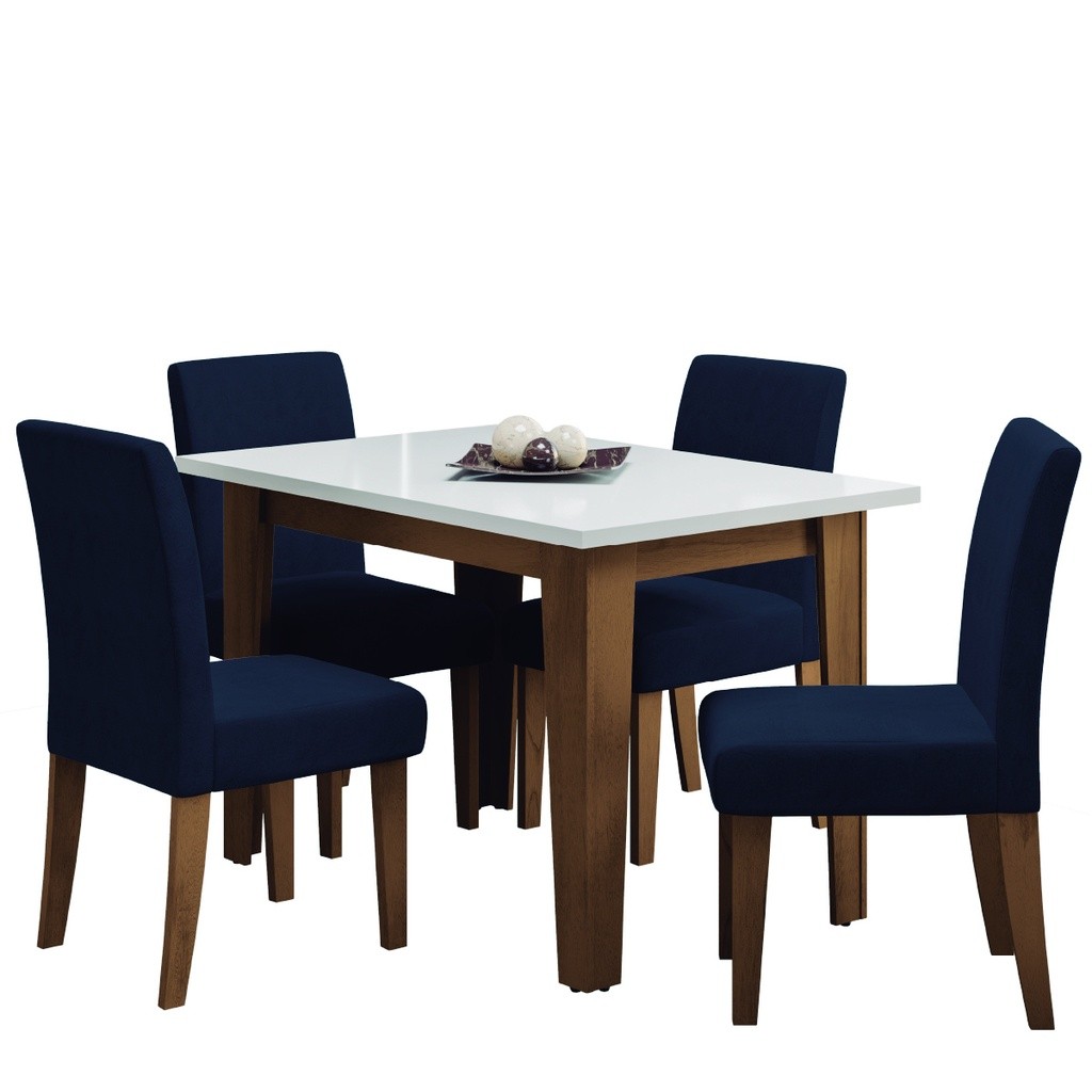 Mesa de Jantar Miami 1,20m + 4 Cadeiras Suede