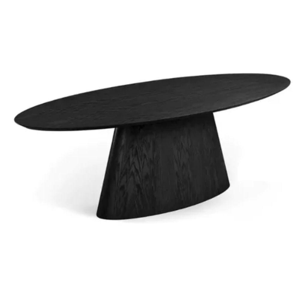 Mesa de Jantar Oval Ébano: Elegância e Conforto