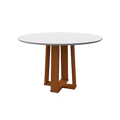 Mesa de Jantar Redonda Isabela com Vidro e Ype 117cm