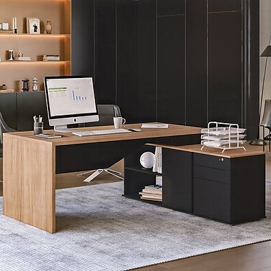 Mesa Diretor L com 3 Gavetas e 1 Porta Spring Yescasa