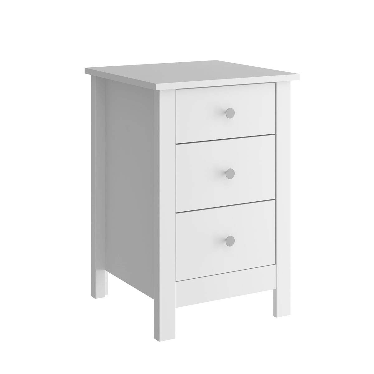 Mesa de Cabeceira Ditália 3 Gavetas - Design Moderno e Resistente em Branco