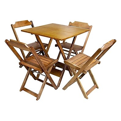 Mesa Dobrável 60x60 com 4 Cadeiras - Mel e Amarelo