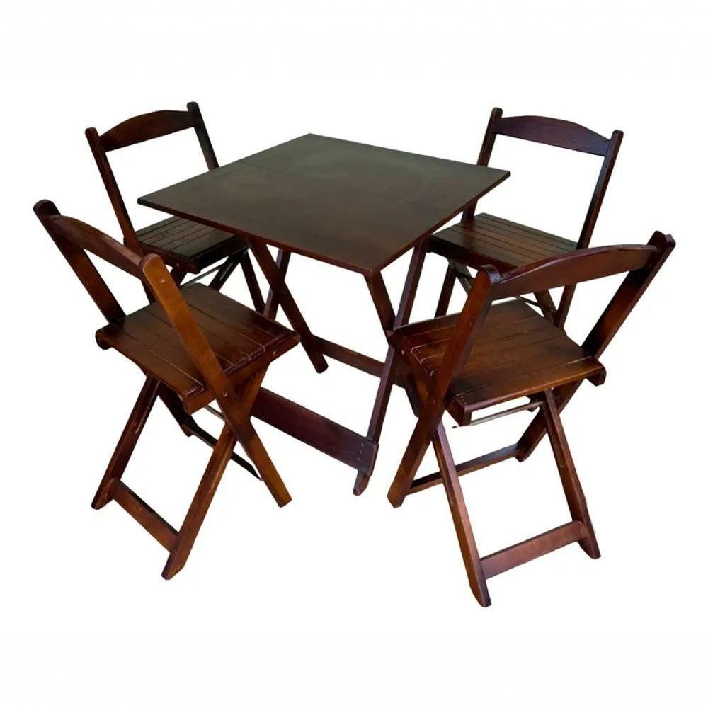 Mesa Dobrável Imbuia + 4 Cadeiras: Economize Espaço!