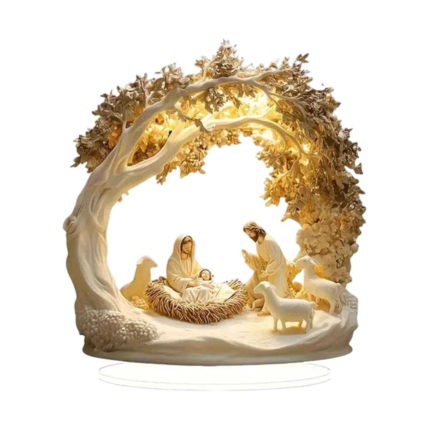 Presépio de Natal 2D em Acrílico - Decoração Sagrada Família para Mesa e Lareira