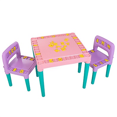 Mesa e Cadeiras Infantis Tritec Rosa: Aprender Brincando!