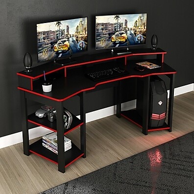 Mesa Gamer ME4167 Preto/Vermelho: Alta Performance e Design Moderno