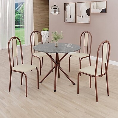 Mesa Redonda 70cm com 4 Cadeiras Yescasa – Elegância e Praticidade