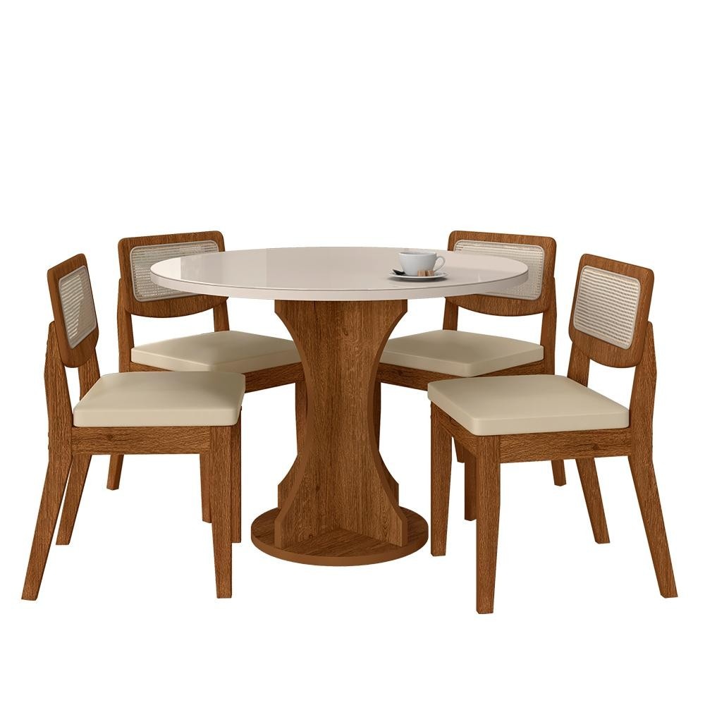 Mesa Redonda com 4 Cadeiras Santorini: Elegância e Praticidade