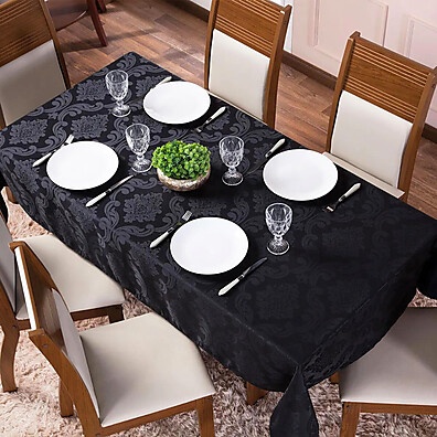 Toalha de Mesa Jacquard 4 ou 6 Lugares – Elegância na Sua Mesa