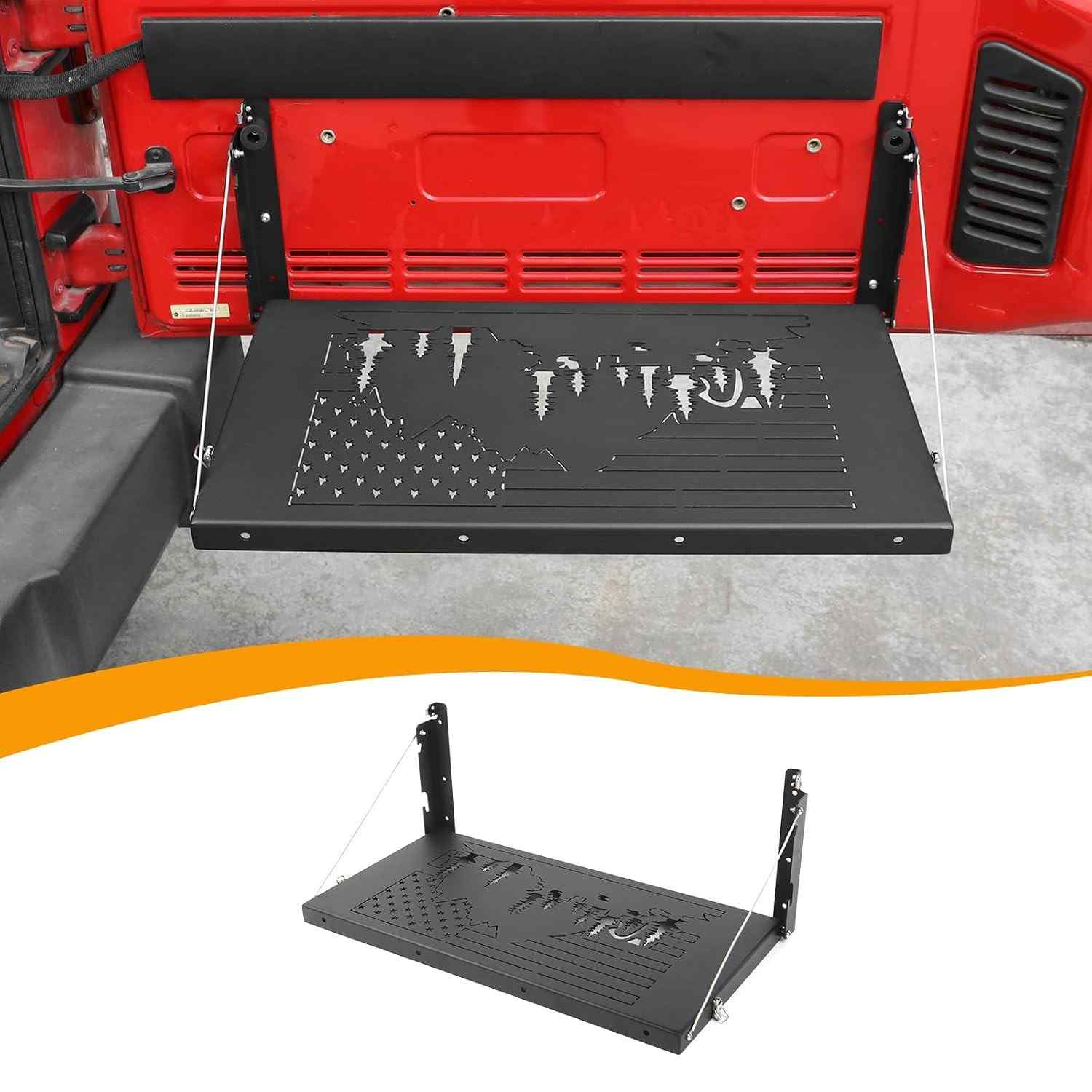 Mesa de Porta Traseira Hoolcar para Jeep Wrangler JK/JKU (2007-2017) - Prateleira de Carga Dobrável e Resistente