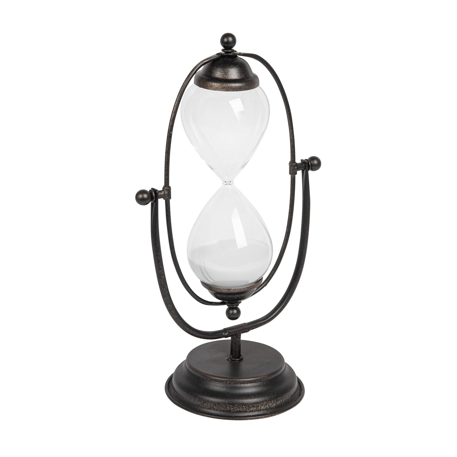 Ampulheta Decorativa de Metal com Areia Branca - Estilo Vintage para Decoração Moderna