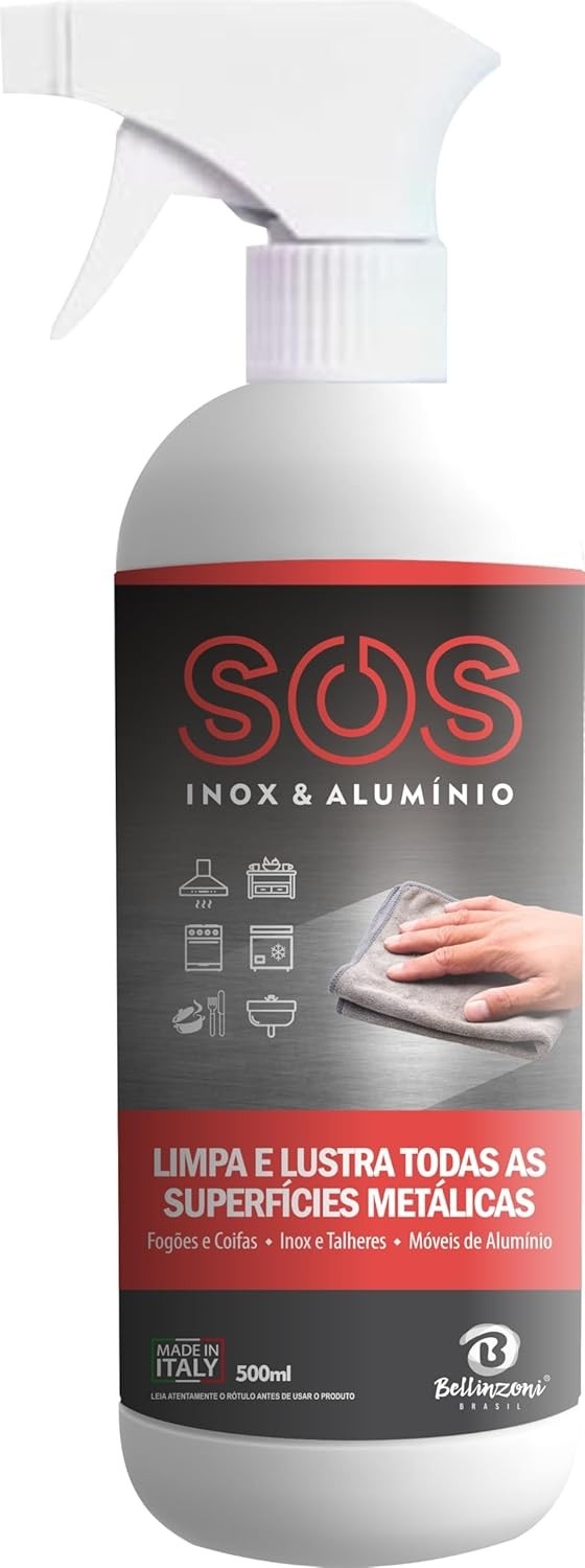SOS Inox e Alumínio - Limpeza Brilhante e Segura para Superfícies Metálicas - 500ml