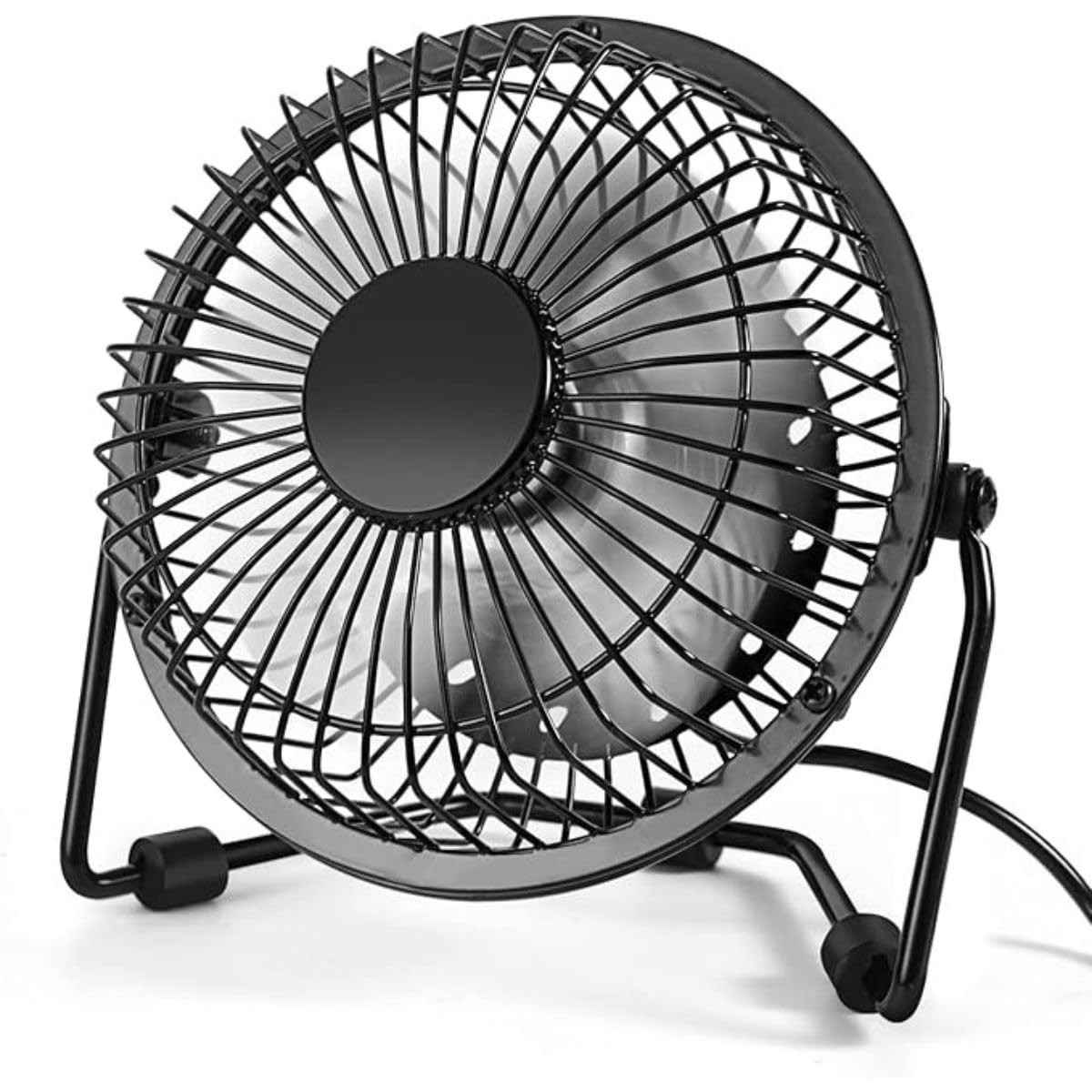 Mini Ventilador USB Portátil 360° com Design Metálico - Silencioso e Compacto para Casa, Escritório e Viagens