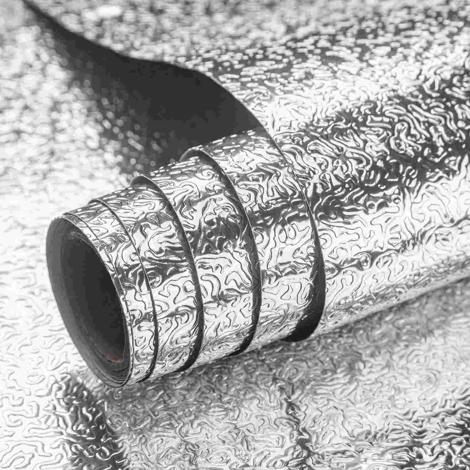 Papel de Parede Metálico Impermeável 40cm x 2m - Adesivo Resistente ao Calor para Cozinha, Armários e Prateleiras