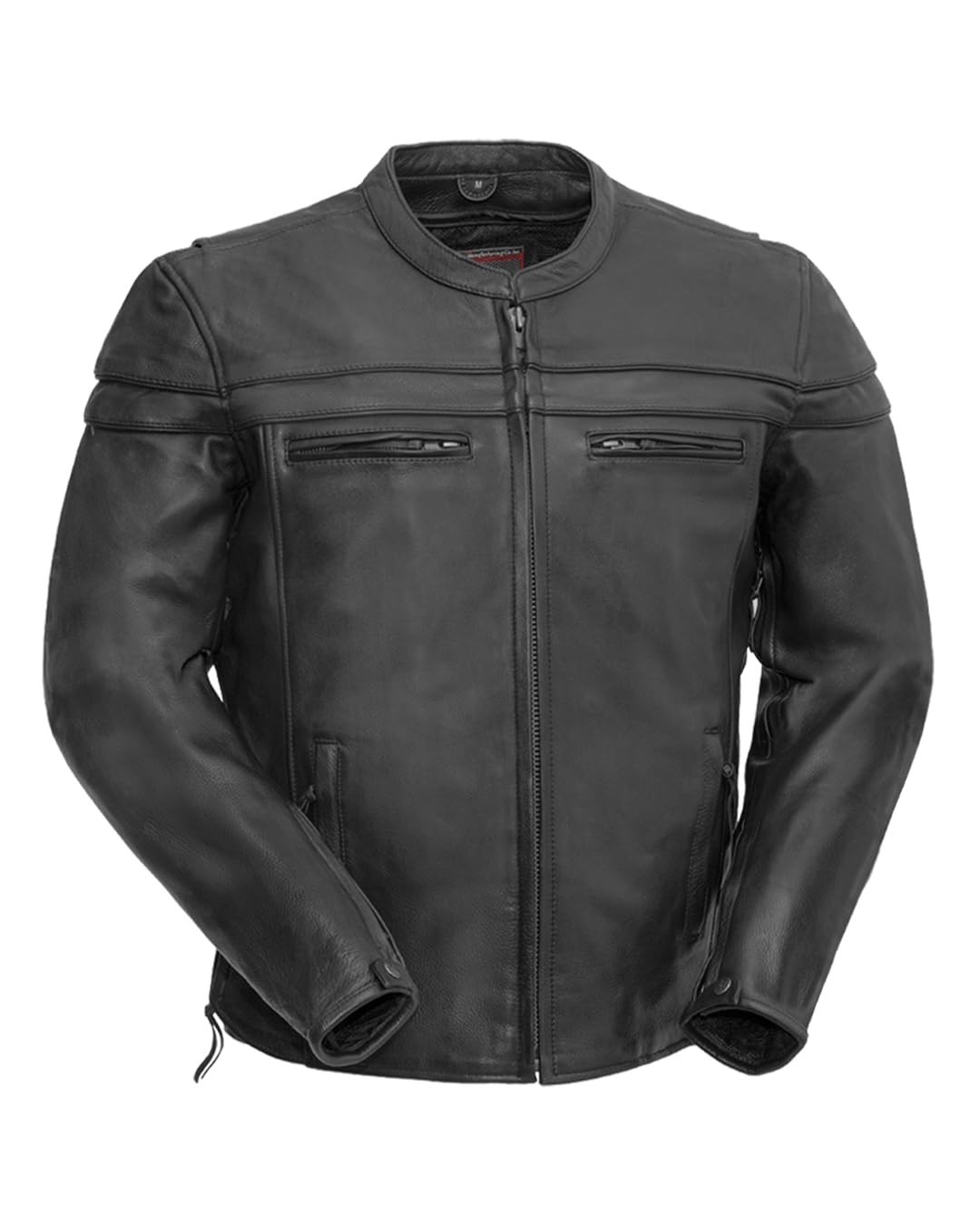 First Mfg Co - Maverick – Jaqueta masculina de couro preta para motociclista, Preto, M