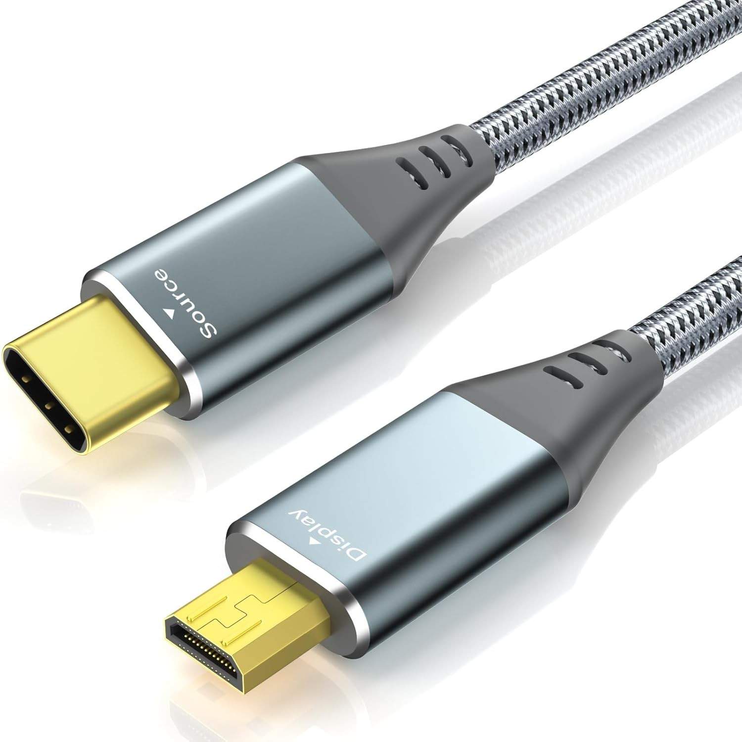 Cabo USB-C para Micro HDMI 4K 60Hz 18Gbps - Conexão Premium para Samsung Freestyle, ASUS XG17AHP e Monitores Portáteis