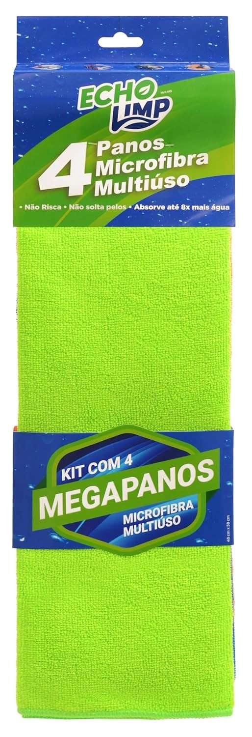 Conjunto com 4 Mega Panos em Microfibra 58x48 cm - ECHOLIMP NVA 480
