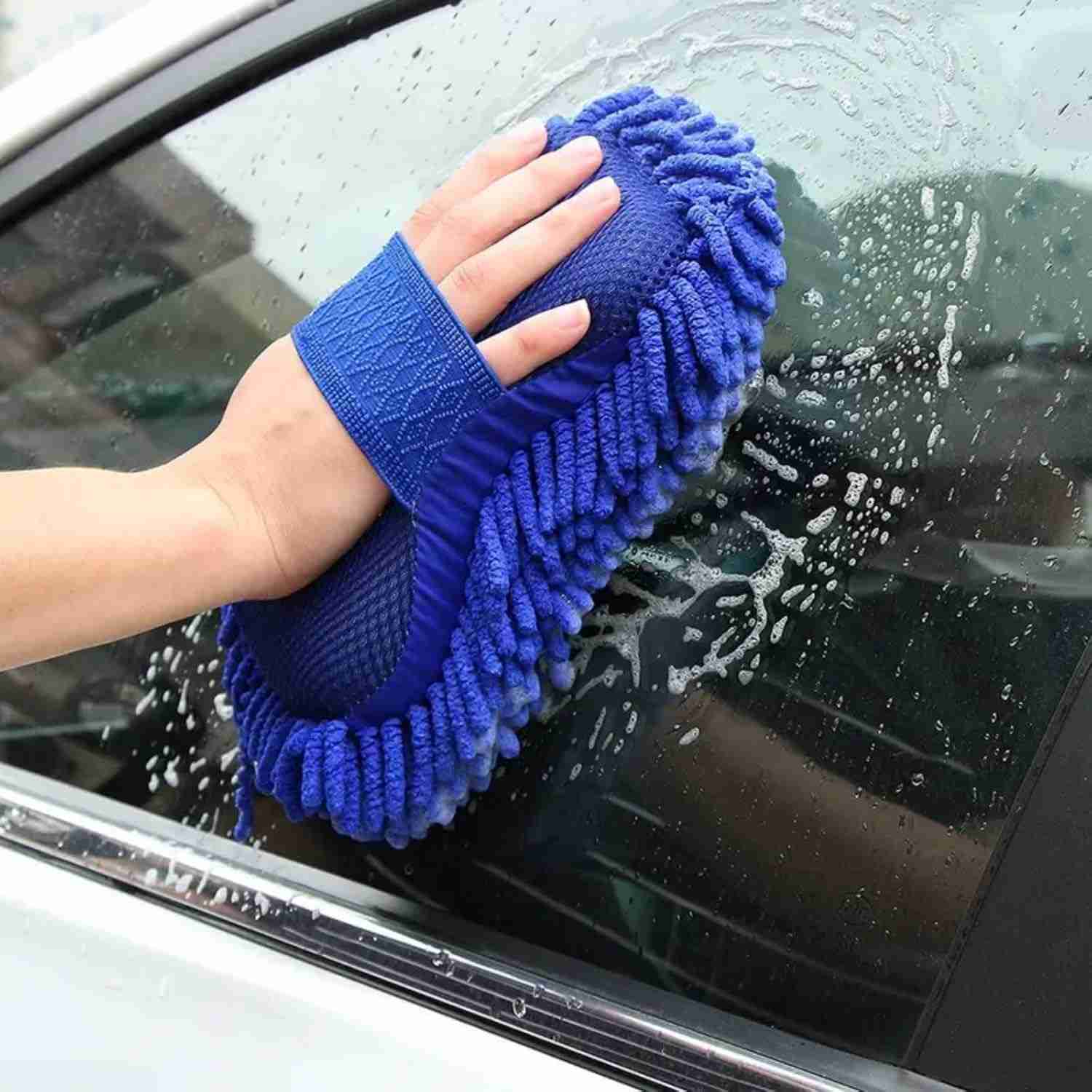 Esponja de Lavagem de Carro em Microfibra Coral Azul - Dupla Face para Limpeza Profunda e Segura