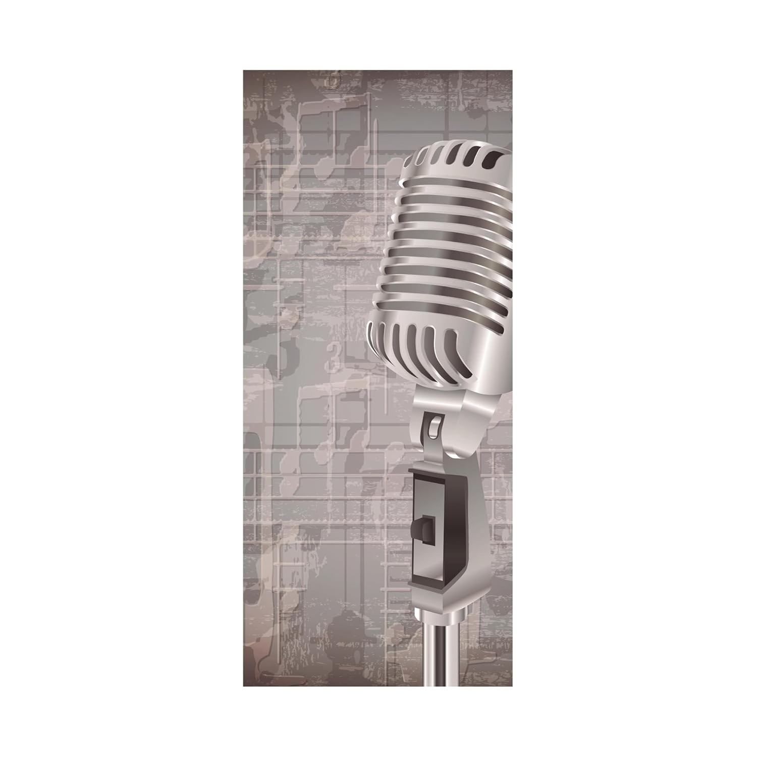 Adesivo Decorativo Porta Música Microfone Retro para Cantores e Amantes da Música