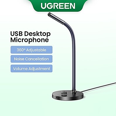 Microfone UGREEN USB com 60dB de Redução de Ruído – Perfeito para Jogos, Reuniões e Gravações