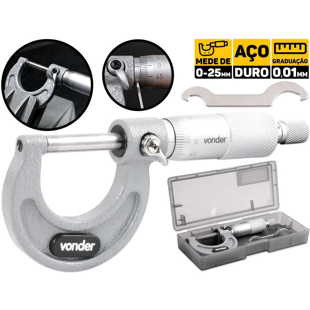 Micrômetro Vonder 0-25mm: Precisão de 0,01mm